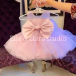 Blush Pink Oversized Bow Tulle Party Dress – Baby Girl Frock