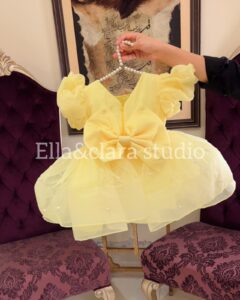 Sunshine Pearl Tulle Party Dress – Yellow Princess Dress for Girls