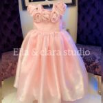Blush Rosette Satin Party Dress for Girls