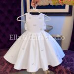 Classic White Bow-Back Satin Dress for Girls