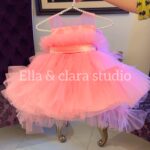 Coral Pink Ruffled Tulle Tutu Dress for Girls