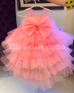 Coral Pink Ruffled Tulle Tutu Dress for Girls
